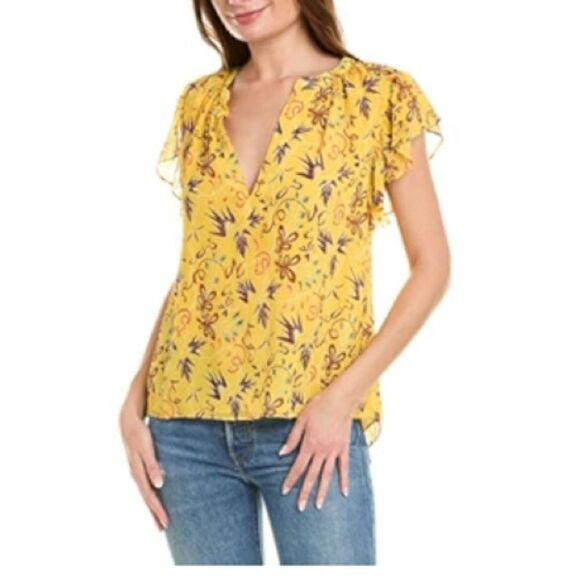 A.L.C. Birds of Paradise Silk Blouse - Picture 1 of 6